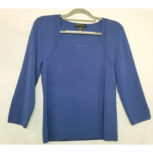 Cable & Gauge Damen Sommer royalblau eckiger Ausschnitt 3/4 Ärmel Pullover Größe L - Bild 1 von 6