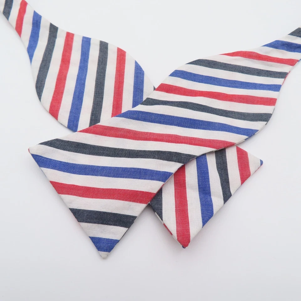 Tommy Hilfiger Pajarita Algodón Azul Rojo Blanco Rayas 2.5" Ancho Foto 1 de 4