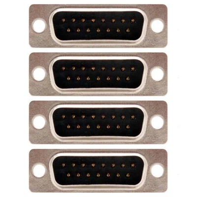 4 Pcs D-Sub DB15 15 Pin Male Plug Connector Solder Type Cup Socket Wire Assembly - Image 1 of 4