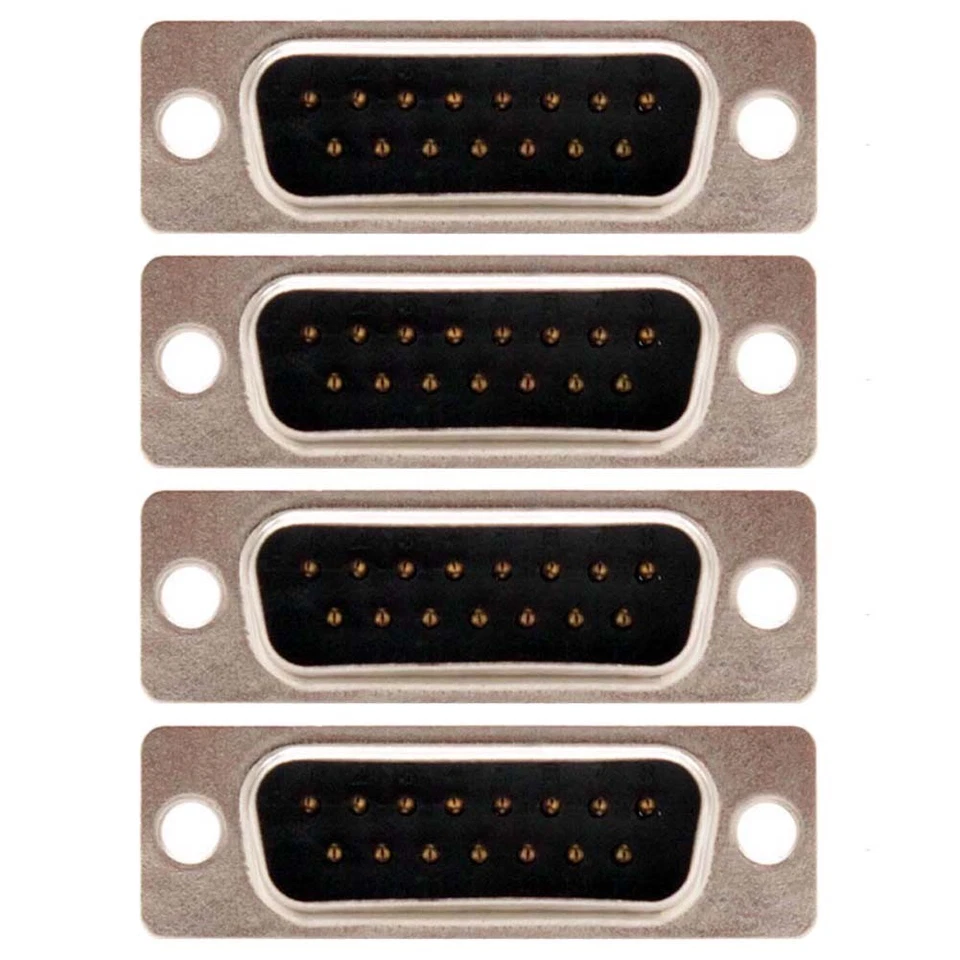 4 Pcs D-Sub DB15 15 Pin Male Plug Connector Solder Type Cup Socket Wire Assembly - Image 1 of 4