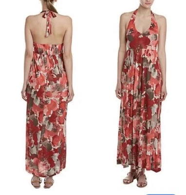 Maxi Vestido TOMMY BAHAMA Primavera Vacaciones Rubí Playa Floral Halter Rosa Caramelo XXS Foto 1 de 4