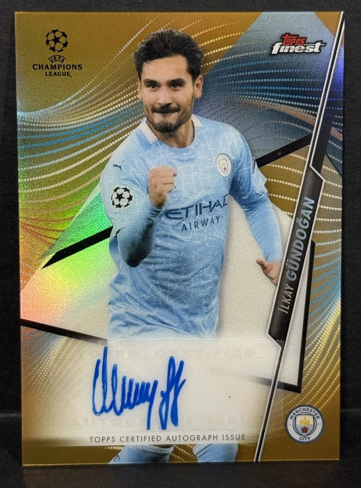 2020-21 Topps Finest UEFA Champion League Man City Ilkay Gundogan Auto Gold /50 - Image 1 of 4