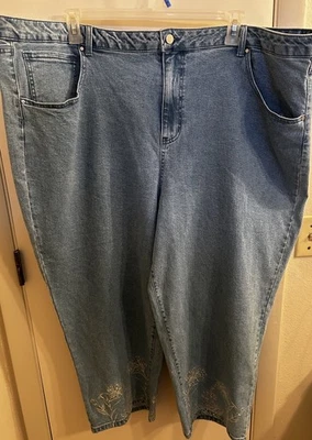 Pantalones de mezclilla recortados para mujer Pioneer bordados talla 26 entrepierna 24” cremallera y botón Foto 1 de 4