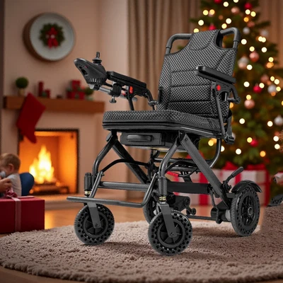 Silla de ruedas eléctrica plegable ligera 38 lb inteligente 300 lb todo terreno FDA Foto 1 de 4