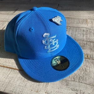 New Era St. Louis Cardinals Snow Day 2022 59FIFTY Fitted Hat Blue 7 3/4 W/ Pin - Picture 1 of 7