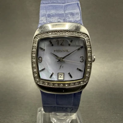 Reloj Fossil F2 Mujer 25mm Cuadrante MOP Tono Plateado Rectángulo ES-9899 Batería Nueva Foto 1 de 4