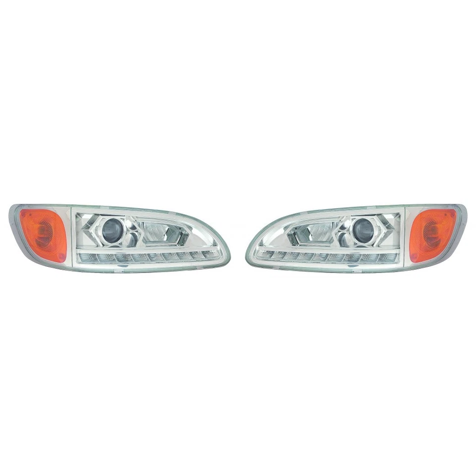 For Peterbilt 340 Headlight 2006-2012 Pair Driver & Passenger Side w/ LED DLR Foto 1 de 1