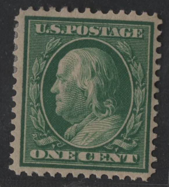 US 1909 BEN FRANKLIN ON BLUISH PAPER SCOTT #357 MINT HINGED - Image 1 of 2