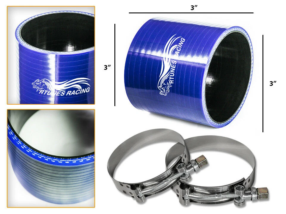 Mangueira acopladora de silicone AZUL 3,0" 76 mm + braçadeiras em T intercooler de entrada de ar DG - Imagem 1 de 1