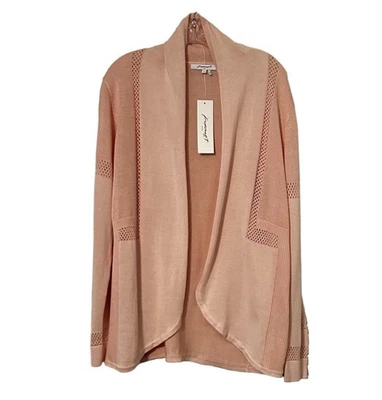 NWT Foxcroft Pointelle Open Front Cardigan, Pink, Large - Image 1 of 4
