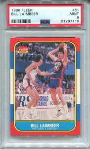 1986 Fleer Bill Laimbeer Card PSA 9 MINT Graded Basketball #61 - Picture 1 of 2