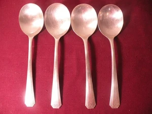 Set Of 4 Oneida Silverplate Skyline-Skycrest Round Bowl Gumbo Soup Spoons 6 7/8" - Picture 1 of 4