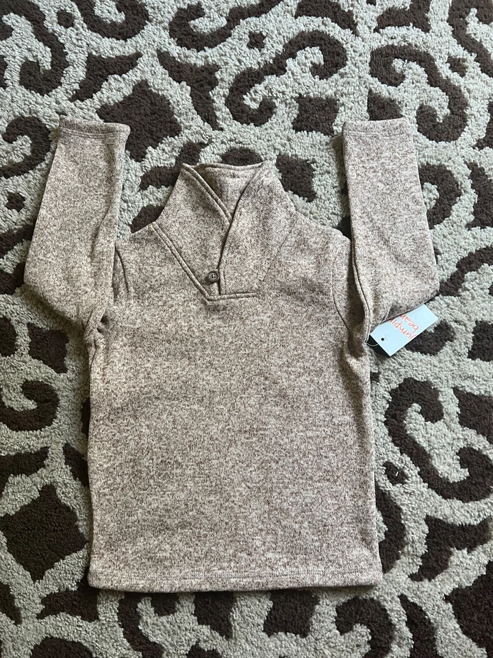 Suéter polar con cuello chal marrón frijoles saltadores EJ2 talla 5 nuevo con etiquetas Foto 1 de 1