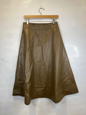 Caara Faux Leather Midi Skirt Full Circle A Line Chocolate Brown Size 4 NWT - Image 1 of 4