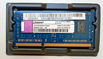 Kingston RAM 1GB SO-DIMM DDR3, CL9, PC3-10600, ACR128X64D3S1333C9 - Immagine 1 di 2