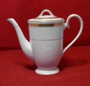 Teiera o caffettiera Noritake Giappone con coperchio motivo Richmond bianco e oro ottime condizioni - Foto 1 di 8