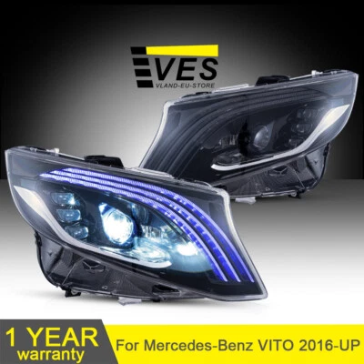 For Mercedes-Benz VITO Headlights 2016-UP LED DRL Blue w/Startup Sequential Set Foto 1 de 4
