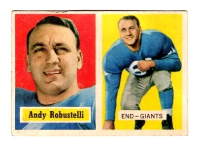1957 Topps Football, Andy Robustelli, #59, End, NY Giants, HOF [1971],  VG++ - Image 1 of 2