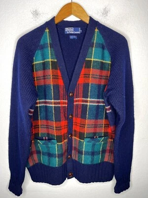 Cárdigan Polo Ralph Lauren Mediano Tartán Cuadros Preppy Vacaciones De Colección RRL Suéter Original Foto 1 de 4