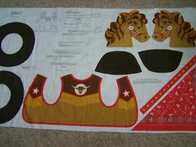 VINTAGE GLOW IN DARK COWBOY/COWGIRL COSTUME DIY PANEL BY VIP STICK HORSE PATTERN - Image 1 of 4