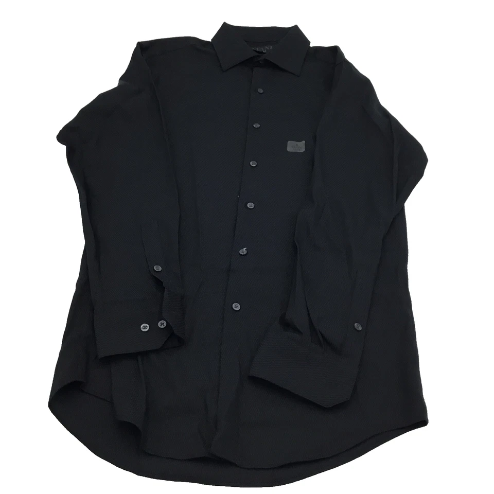 Mens Alfani AlfaTech Athletic Fit Dress Shirt Black M 15-15.5 32/33