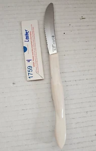 Vintage Cutco 1759 KQ Table Knife Serrated Steak Pearl White Handle Made In USA - Picture 1 of 5