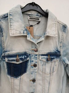 Noisy May Womens size XS Cropped Washed Denim Jacket Button Front P2P 16.5" BNWT - Picture 1 of 21