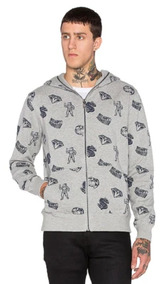 EUC L Men's OG Billionaire Boys Club Light Gray Monogram Full-Zip Hoodie - Image 1 of 4