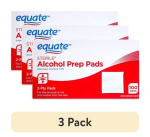 (3 Confezioni) Equate Tamponi Preparazione Alcolici Sterili, 100 Ct - Foto 1 di 7
