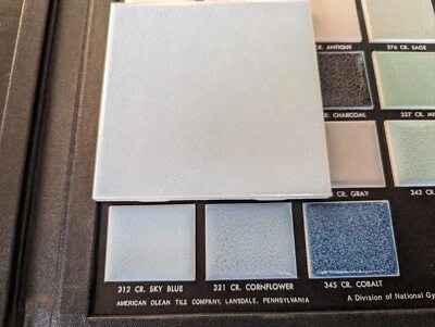 2 pcs American Olean Crystalline Sky Blue #312 New Square Ceramic Tile  4-1/4"  - Image 1 of 4