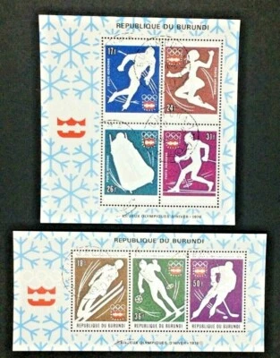 Hojas de recuerdo de los Juegos Olímpicos de Burundi Innsbruck 1976 usadas Foto 1 de 3