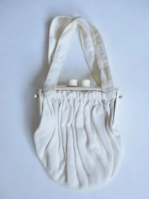 De Colección Años 50 Rockabilly Lino Crudo Bolso Cartera Big Kiss Lock Marco Plástico Cóctel Foto 1 de 4