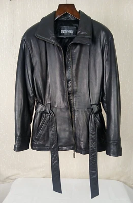 Kenneth Cole Reaction Women SZ Small Real Leather Jacket Supple Zipper Belted - Image 1 of 4