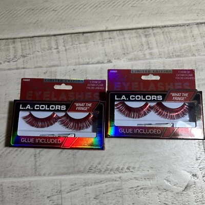 2 Of L.A. Colors Day of The Dead EYELASH Pair FalseLashes RED w/ Adhesive - Image 1 of 4