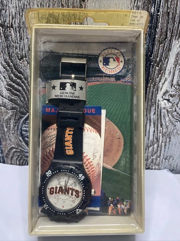 VNT MENS MLB SAN FRANCISCO GIANTS Innovative time BLACK BAND ANALOG WATCH Rare Cover