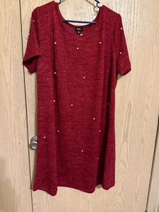 Vestido para mujer Taverna, borgoña con detalles de perlas, talla 1X - Imagen 1 de 6