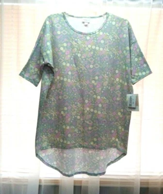 NEW WOMEN'S LULAROE IRMA GRAY WITH ABSTRACT PRINT OVERSIZE HI LO TUNIC TOP S - Image 1 of 3
