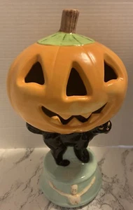 Vintage Halloween Ceramic Jack O Lantern/cat,Great Colors!!! - Picture 1 of 7