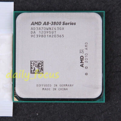 AMD A8-Series A8-3870K 3 GHz AD3870WNZ43GX CPU Processor Socket FM1 4 MB - Image 1 of 2