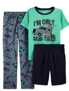 Nwt 14 6 4 12 Semi tired trucks planes pajamas boy carters matching spring FALL - Picture 1 of 4