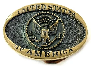 Hebilla de cinturón pequeña de bronce macizo Heritage de Estados Unidos como nueva 1979 de colección 2,25" x 1,5" - Imagen 1 de 5