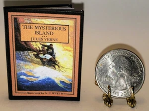 1:6 SCALE MINIATURE BOOK THE MYSTERIOUS ISLAND ILLUSTRATED N. C. WYETH - Picture 1 of 7