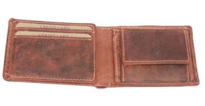Billetera cuero natural minibolsa tarjetas trifold billetera protección de lectura RFID/NFC - Imagen 1 de 6