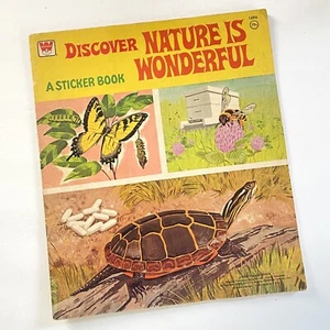 1974 Nature is Wonderful Sticker Book Realistic Animals 10.5x12 Whitman Vintage - Picture 1 of 13