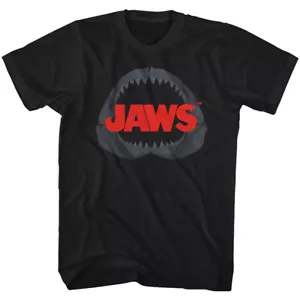 Jaws 70's Thriller Movie Shark Mouth With JAWS Logo Inside Men's T Shirt - Picture 1 of 5