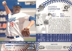 Andrew Carpenter 2012 MultiAd Las Vegas 51s #2 RC Card *AutographDen* FREE SHIP - Picture 1 of 1