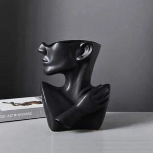 Ceramic Greek Statue Face Vase Black Creative Head Sculpture for Home Decoration - Picture 1 of 6