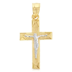 14K Gold Religious Crucifix with Jesus Cross Pendant for Necklace or Gold Chain - Picture 1 of 6