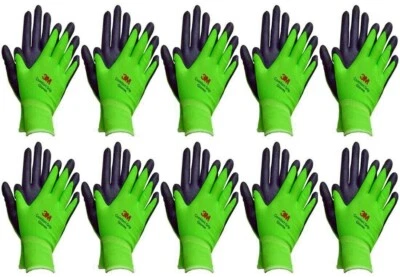 3M Nitrile Rubber Coated Nylon Work Gloves, Thin, Washable Bulk 10 Pack Green - Image 1 of 4