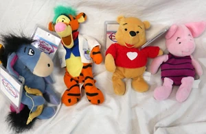 Walt Disney Store Bean Bag Plush Beanies Winnie the Pooh Tigger Piglet Eeyore - Picture 1 of 8